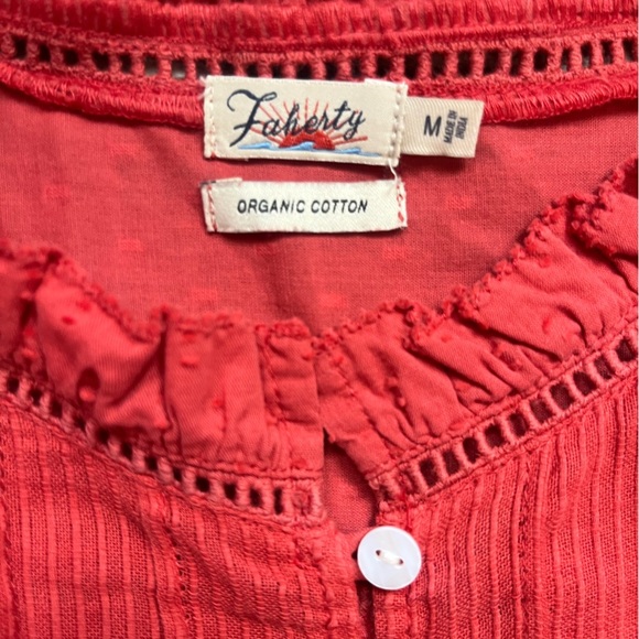 Faherty Coral Long Sleeve 100% Organic Cotton Flowy Spring Top Size M Summer - Picture 5 of 8
